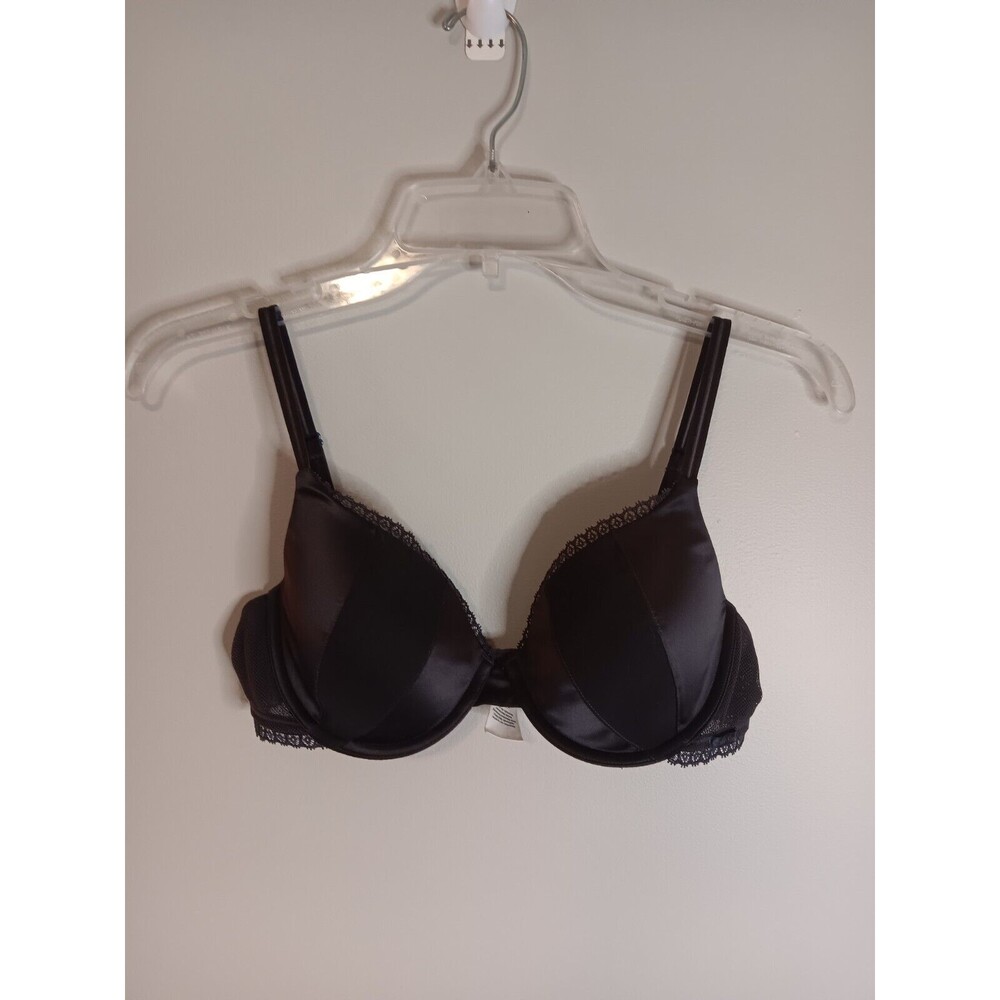 Calvin Klein Smashing Matte + Shine Demi Bra Black Sz 36B Underwire Light Padded - Picture 1 of 5